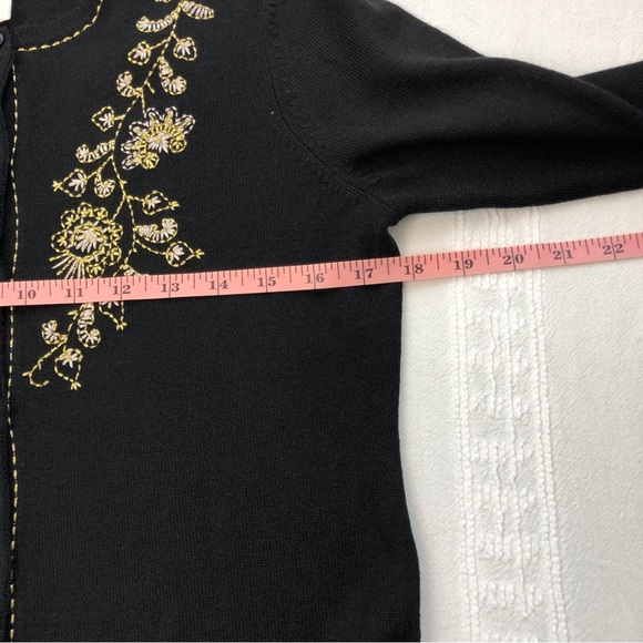Ann Taylor Black Metalic Embroidered Cardigan - Picture 12 of 16
